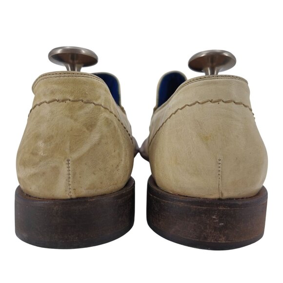 Mark Nason Italy Rock Never Dies Men 11 Beige Dragon Leather Dress Shoes Loafers - Picture 6 of 12